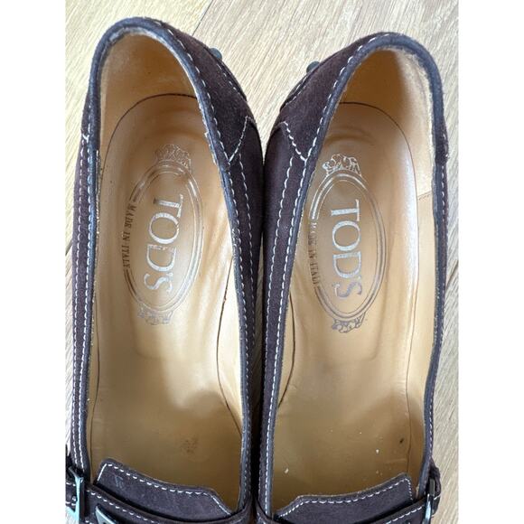 Women’s Tod’s Brown Suede Kitten Heel Loafer - Picture 7 of 13